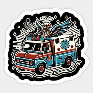 Skeleton Driving Ambulance - Untextured Sticker